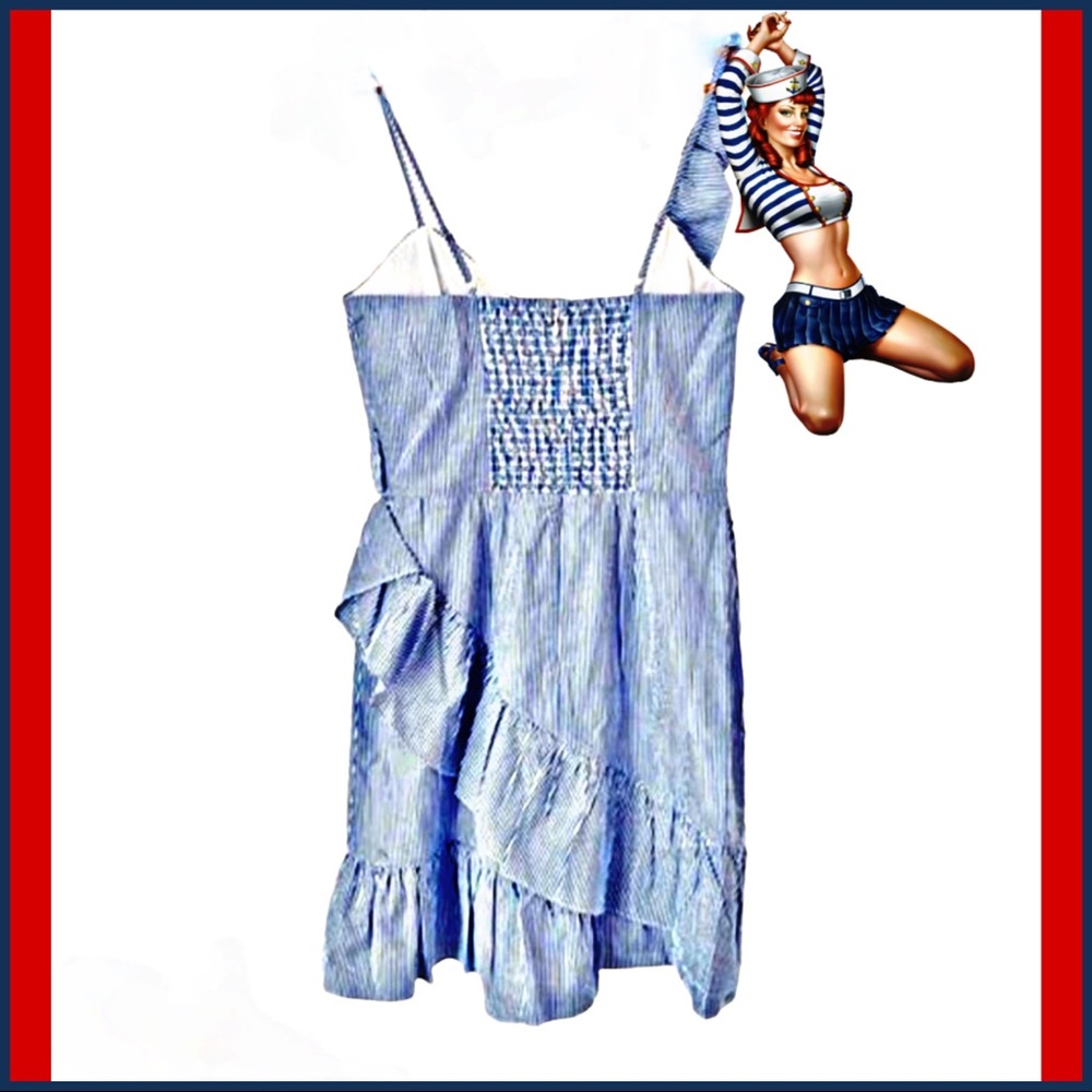 NWT PARKER LOLLIE NAUTICAL RUFFLE STRIPED DRESS S - Picture 7 of 9